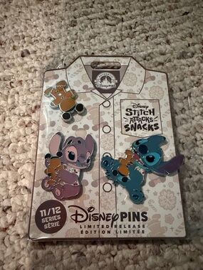 Disney Stitch Snack Attach Authentic Pin Set